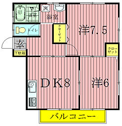 アパート 2DKの間取図画像