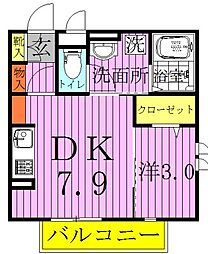 モアニおおたか 1DKの間取図画像