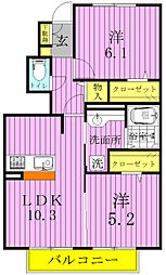 さくら 2LDKの間取図画像
