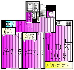 ラフィーヌ・ショコラ 2LDKの間取図画像