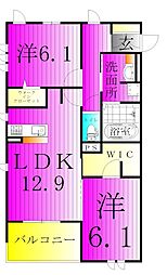 リシェス2 2LDKの間取図画像