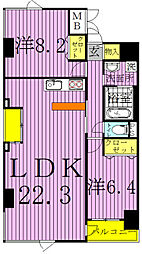 グリーンヒルズ 2LDKの間取図画像