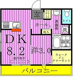 クレア 1DKの間取図画像