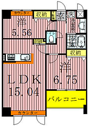 レフィナード 2LDKの間取図画像