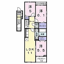 ベル・コリーヌB 3LDKの間取図画像
