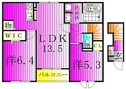アルクドマーニ 2LDKの間取図画像