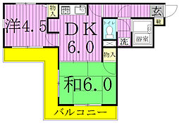 ジュネパレス柏第69 2DKの間取図画像