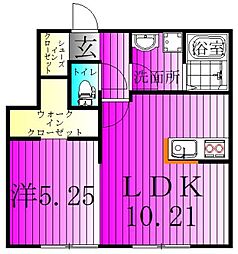 セナリオフォルム柏たなかII 1LDKの間取図画像