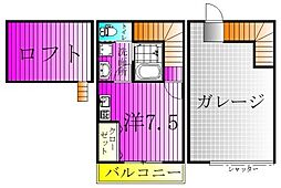 SKガレジオ右京塚2 ワンルームの間取図画像