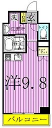 ヒューマンハイム我孫子 ワンルームの間取図画像