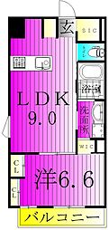 アートレジデンスインおおたかの森 1LDKの間取図画像