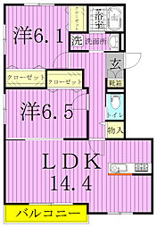 カスティージョA棟 2LDKの間取図画像
