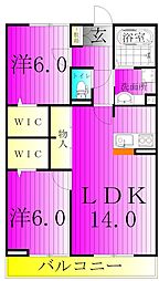 WESTCOURT結 1LDKの間取図画像