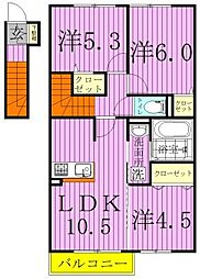 リアンレーヴ 3LDKの間取図画像