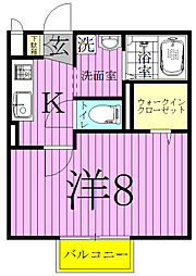 ヴィラ・グランメール2 1Kの間取図画像