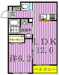 ヴェルドミール 1LDKの間取図画像