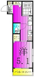 MELDIA柏 1Kの間取図画像