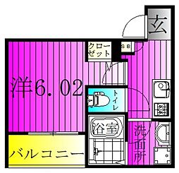 柏市あけぼの2丁目アパート 1Kの間取図画像