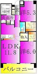 ベルヴュコート柏 2LDKの間取図画像