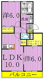 メゾンドシャルマン 2LDKの間取図画像
