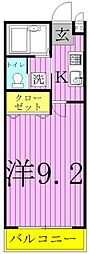 プレジール柏 1Kの間取図画像