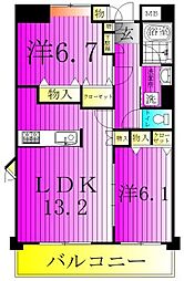 ウインベル我孫子 2LDKの間取図画像