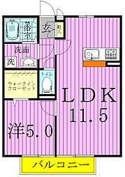グランモア高野台 1LDKの間取図画像