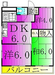 コーポ川間 3DKの間取図画像