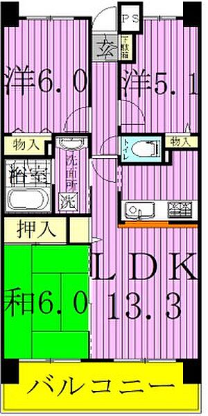 ライオンズマンション柏第2 202｜千葉県柏市あけぼの２丁目(賃貸マンション3LDK・2階・63.48㎡)の写真 その2