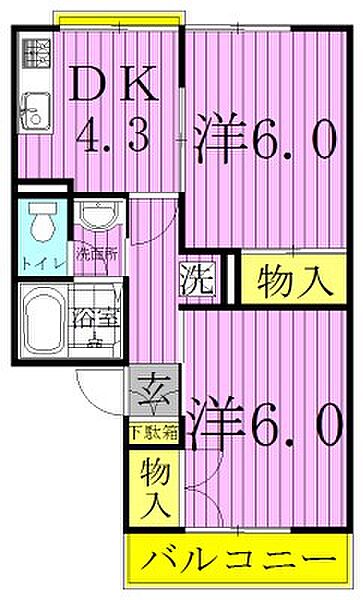 ティ・ビーハウスB 202｜千葉県野田市上花輪(賃貸アパート2K・2階・40.57㎡)の写真 その2
