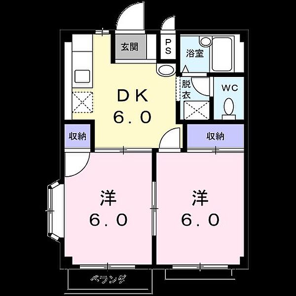 グリーンあらいB 203｜栃木県栃木市新井町(賃貸アパート2DK・2階・39.73㎡)の写真 その2
