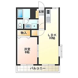 ナインズシャトーI 2階1LDKの間取り