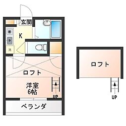 足利第4レジデンス 1Kの間取図画像