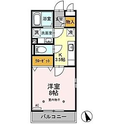 アネシス城北C 1Kの間取図画像