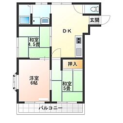 国分ハイツPart2 3DKの間取図画像