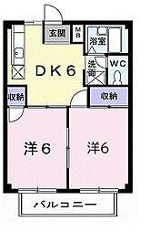 シティーハイツ丸山 2DKの間取図画像