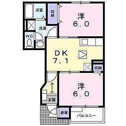 グッドインプレスA 2DKの間取図画像
