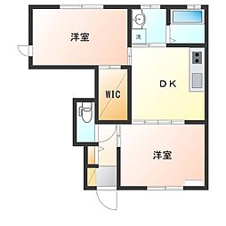 城山ヒルズB 1LDKの間取図画像