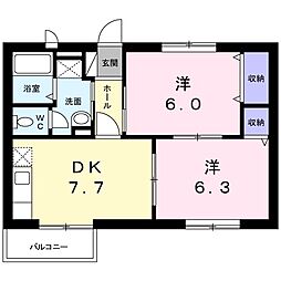 グリーンコーポA 2DKの間取図画像