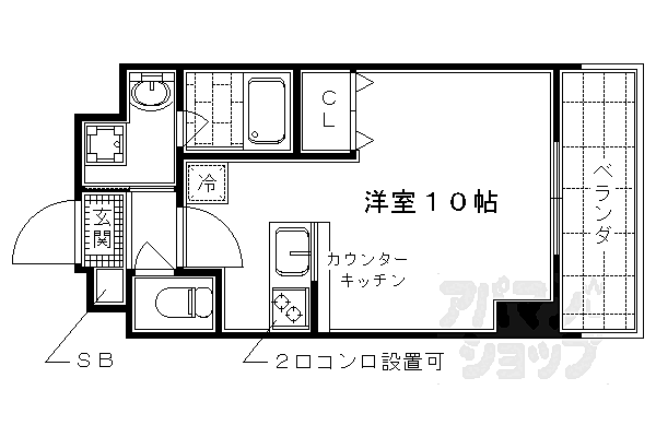 京都府京都市右京区西京極北庄境町(賃貸マンション1R・3階・25.74㎡)の写真 その2