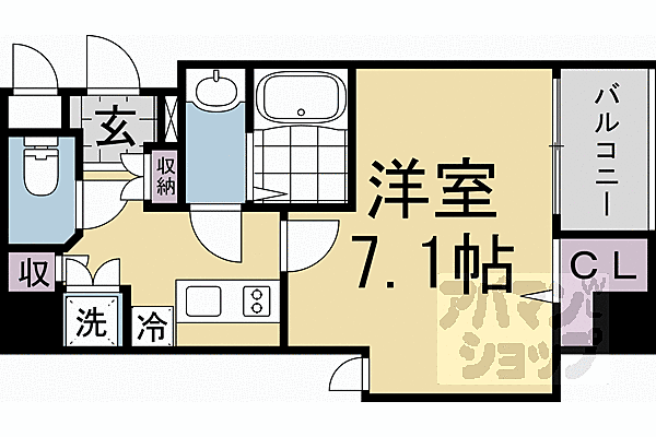 京都府京都市南区吉祥院九条町(賃貸マンション1K・7階・25.61㎡)の写真 その2