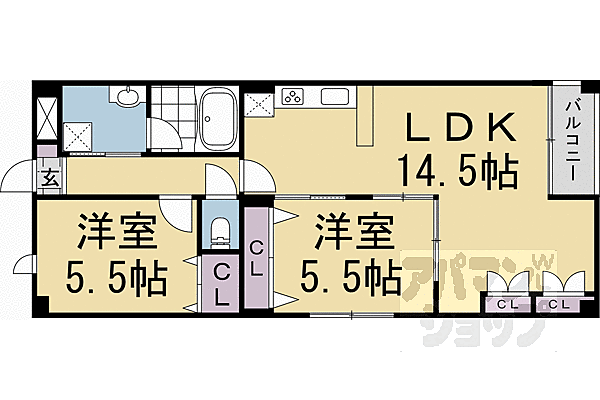 ティーグルブラン桂 104｜京都府京都市西京区川島北裏町(賃貸マンション2LDK・1階・59.65㎡)の写真 その2