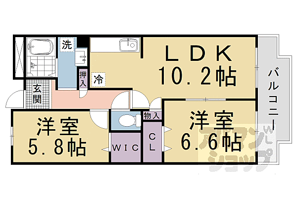 ローレルコート五番館 306｜京都府長岡京市開田4丁目(賃貸マンション2LDK・3階・55.02㎡)の写真 その2