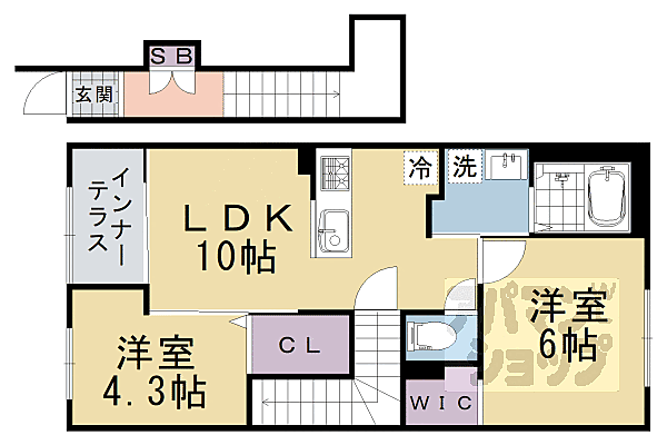 サンフィット桂 203｜京都府京都市西京区下津林大般若町(賃貸アパート2LDK・2階・53.88㎡)の写真 その2