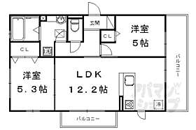 京都府京都市右京区嵯峨野南浦町（賃貸アパート2LDK・2階・54.59㎡） その2