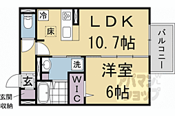 阪急京都本線 西京極駅 徒歩14分の賃貸アパート 1階1LDKの間取り