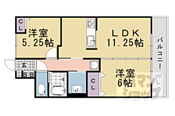 JR山陰本線 馬堀駅 徒歩4分の賃貸マンション 3階2LDKの間取り