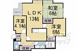 JR山陰本線 亀岡駅 徒歩12分の賃貸マンション 3階3LDKの間取り