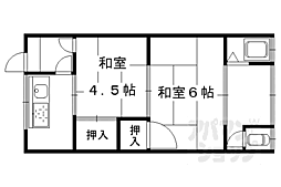 八ノ坪荘 1階2Kの間取り