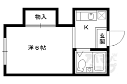 第一中原グリーンハイツ 1Kの間取図画像